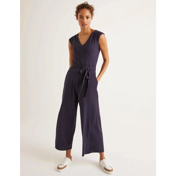 Boden Corinne Jersey Jumpsuit Navy US Size 10 - Picture 3 of 11